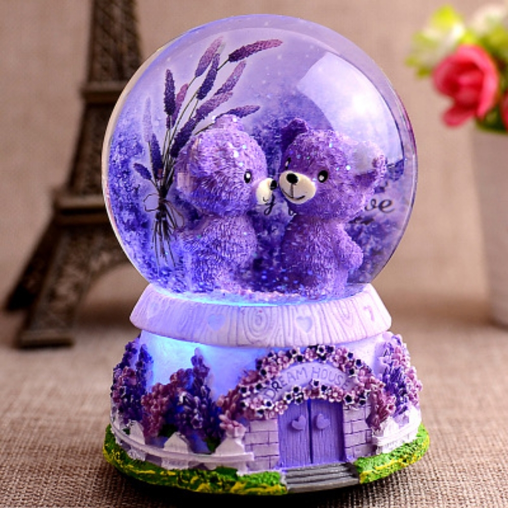 Purple Bear Musical Snowglobe